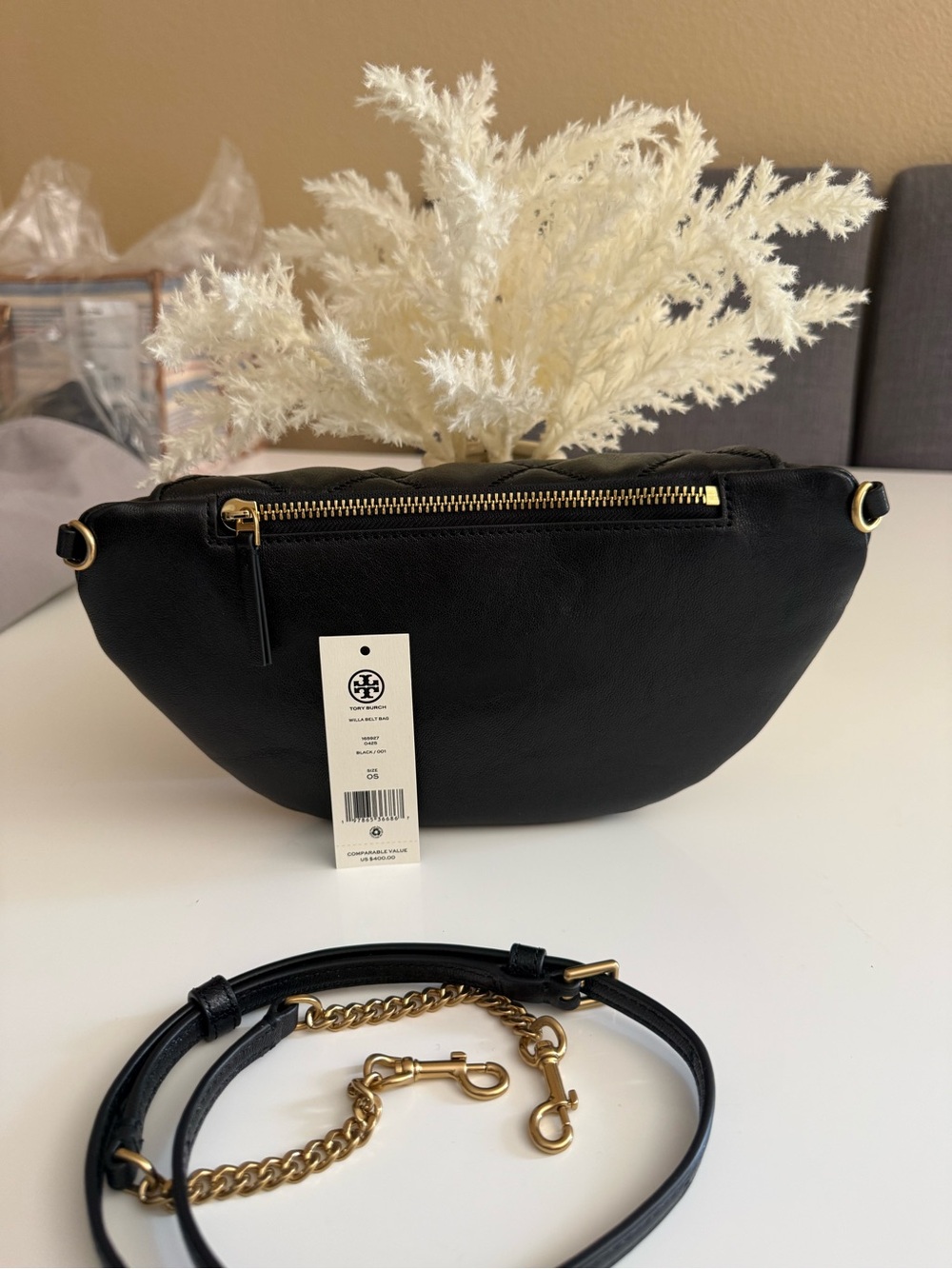 NWT Tory Burch Willa Belt Bag Leather Fanny Pack Crossbody in Black - Picture 5 of 14